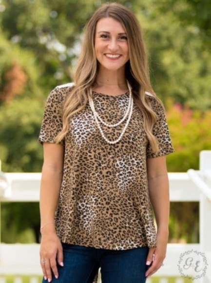Leopard Print Lace Back Top Scoop Neck NTW Size Small - Picture 3 of 8